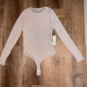 NWT HAUTE MONDE Shimmery Pink Bodysuit- Large